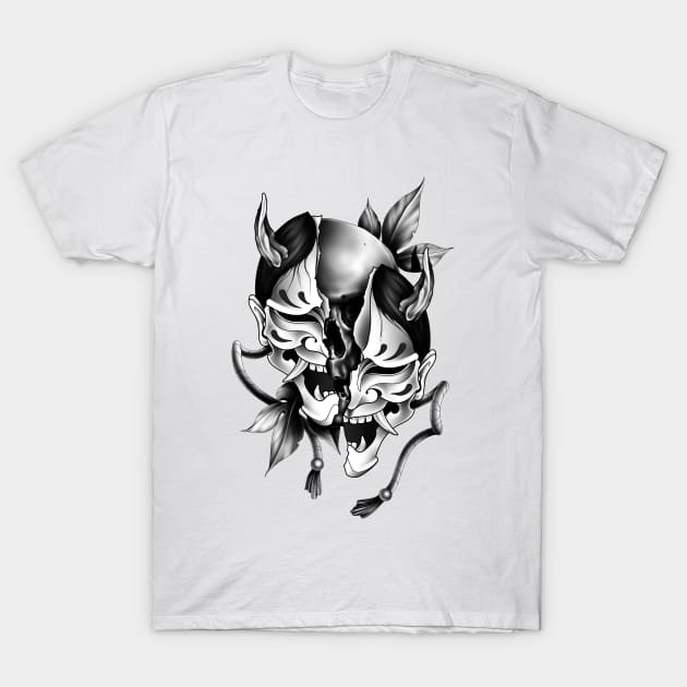 Hannya mask with skull T-Shirt by Smurnov